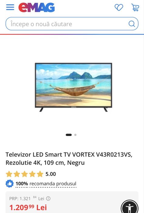 TV LED Smart 4k Ultra HD 109 cm Vortex