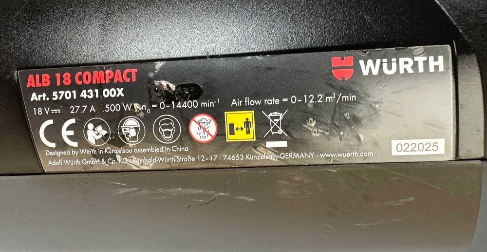 Wurth ALB 18 Compact M-Cube - Мощна безчеткова духалка 18V 2025г.