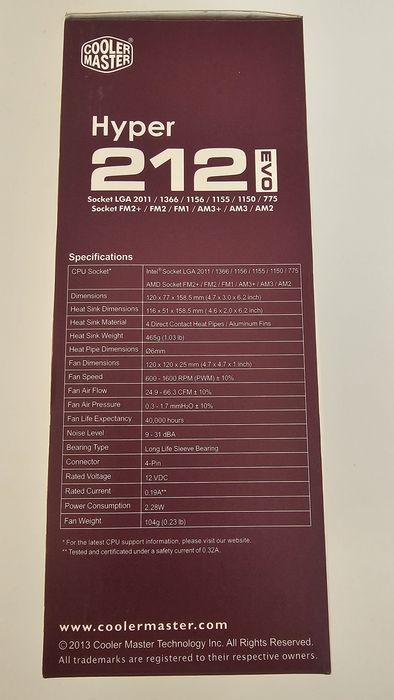 Cooler Hyper 212 EVO LGA 2011/1366/1156/1155/1150/775