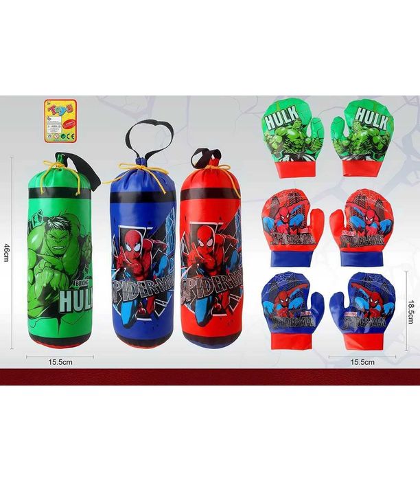 Боксова круша с ръкавици Спайдър-Мен Spider-Man чувал бокс детски хълк HULK боксов комплект за деца