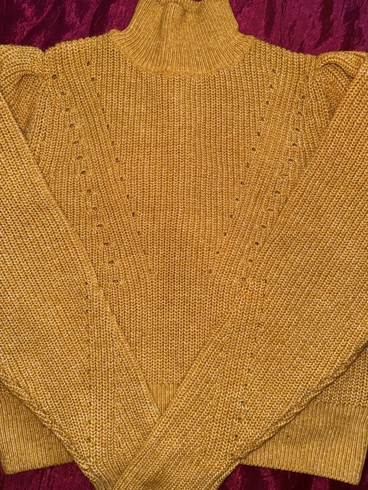 Плетен пуловер H&M в цвят горчица
