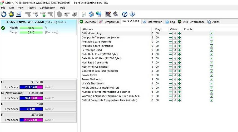Solid State Drive (SSD) Western Digital 256GB NVMe PC SN530 M.2 – 2230