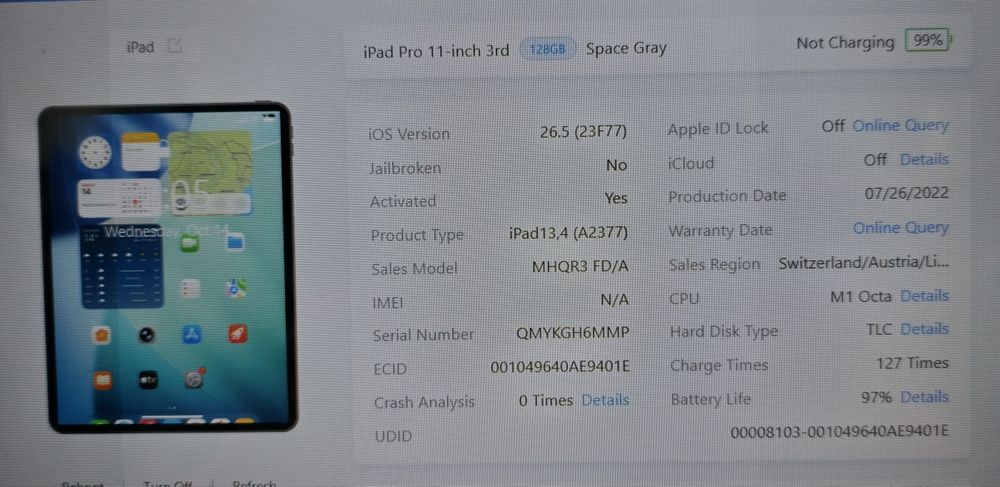 iPad Pro 11" Gen 3 2022 M1 128Gb
