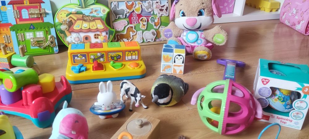 Образователни,музикални, монтесори играчки 3+ мес -2 год.