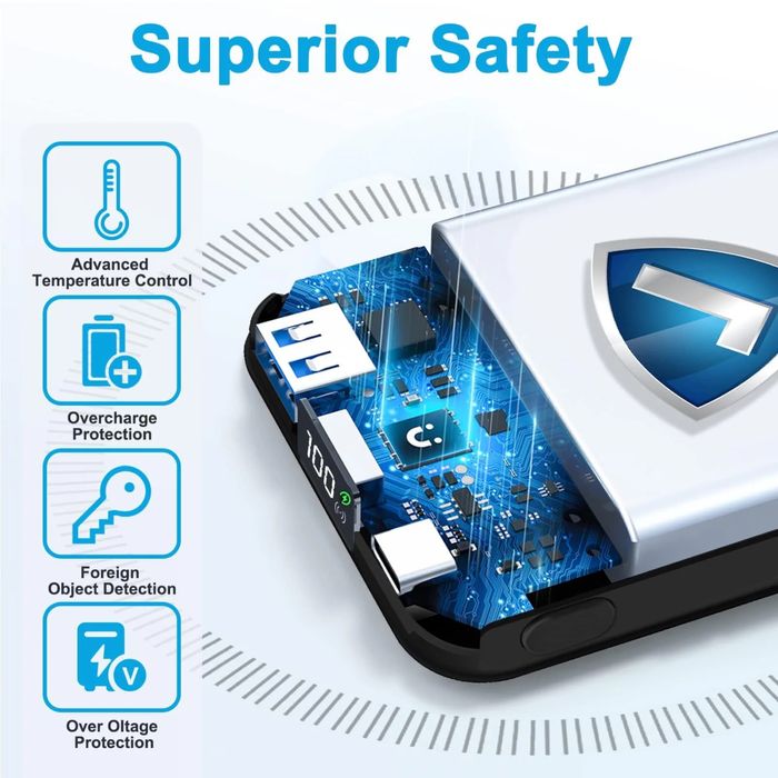 AOGUERBE 10000mAh Mag-safe външна батерия/PD 22.5W FC/USB-C, iPhone