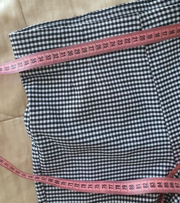 Pantaloni Zara skinny talie înaltă alb negru pepit pied de poule elastici M L