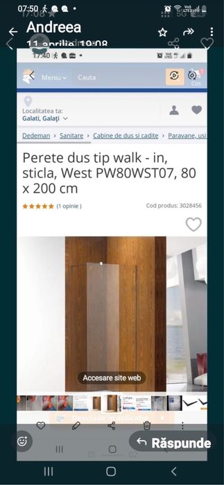 Perete dus tip walk-in