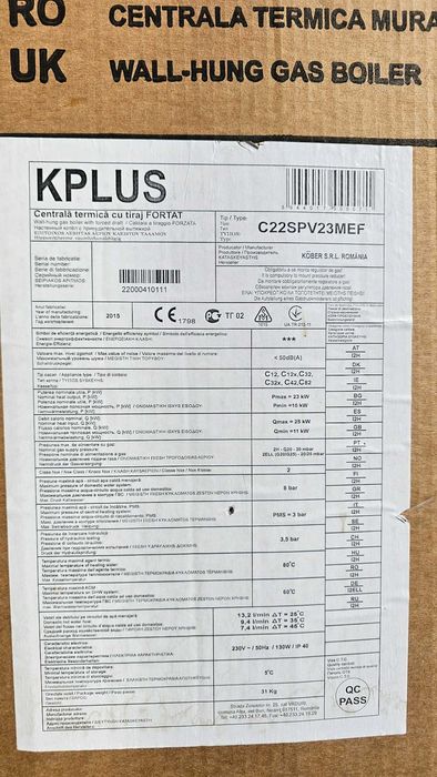 Centrala termica 23 kW Motan KPlus tiraj fortat pentru piese