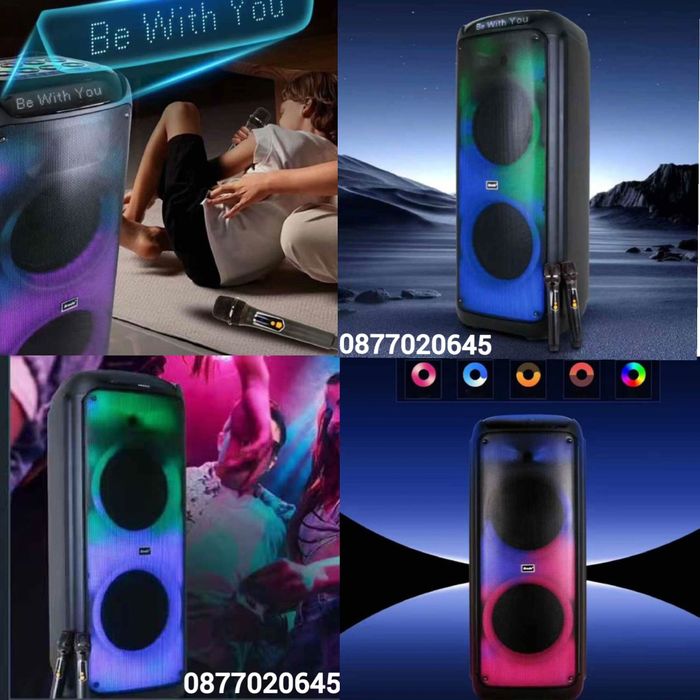 Мощна аудиосистема 12"х2 с два микрофона BTS-2125 Bluetooth