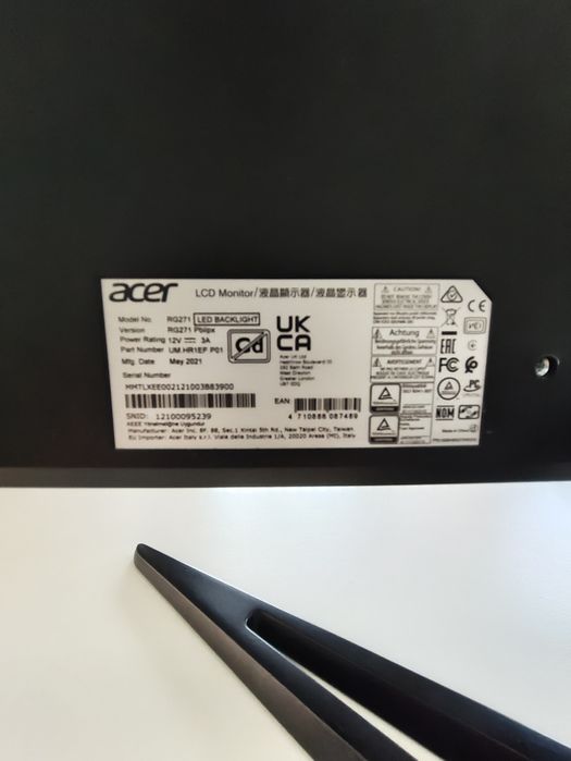Продавам монитор Acer RG271 Pbiipx - 27", IPS, 144Hz, 1ms