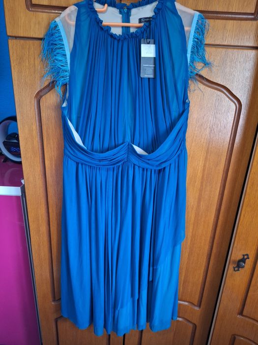 Rochie turcoaz din voal ,marimea 4xl(48)