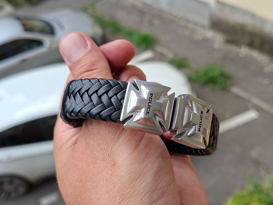 bratara piele inox Police cruce malteza
