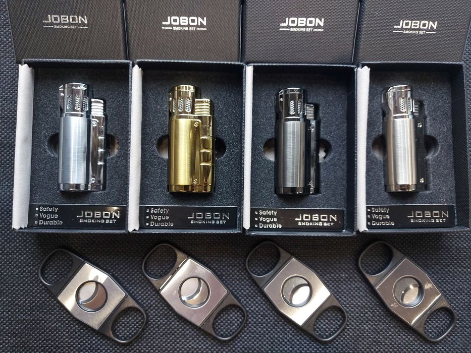 Луксозна запалка за пури JOBON с подарък резачка,4 цвята