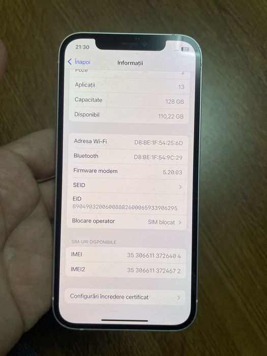 Vand iphone 12 128gb blocat retea