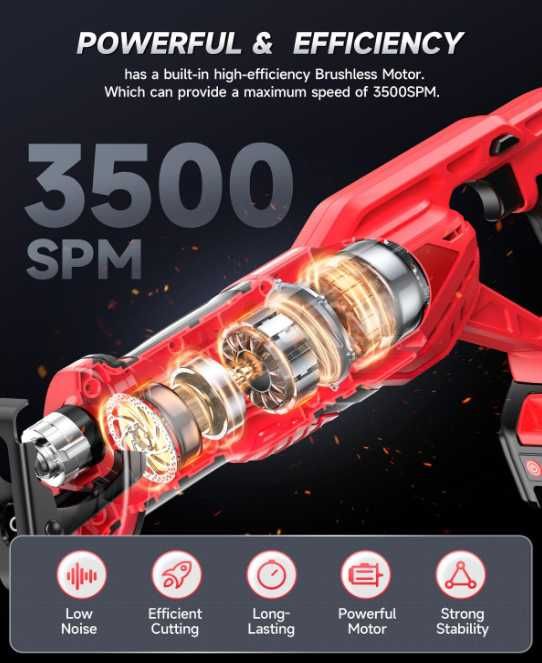Fierastrau Electric Sabie, cu Acumulator, BRUSHLESS, NOU