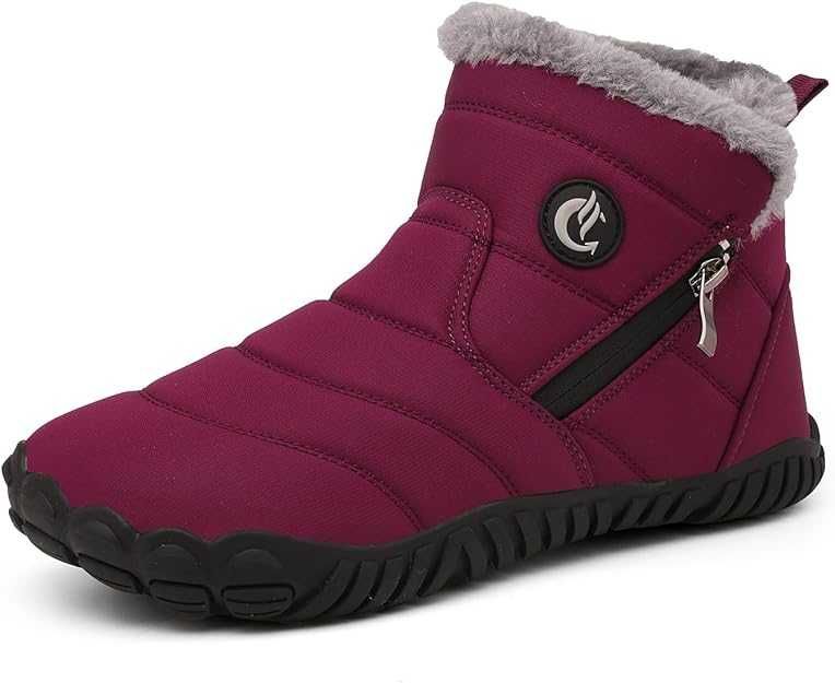 CELANDA Ghete de iarnă Barefoot, calduroase, impermeabile, visinii, 36