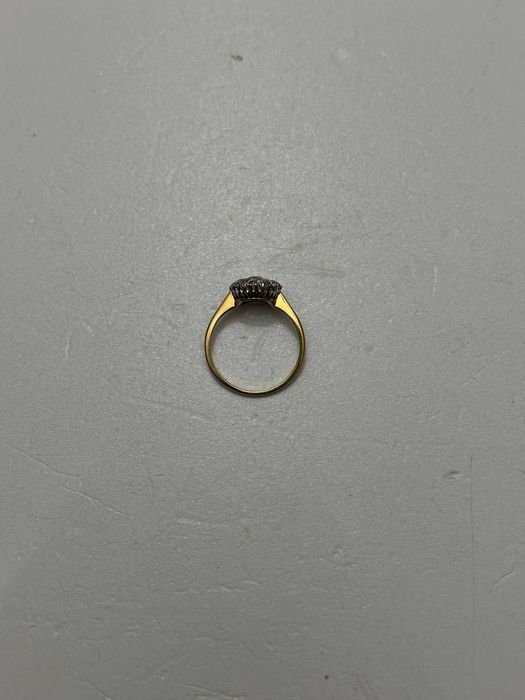 INEL AUR 18K + Platina + 9 Diamante = 1.10CT -Old Cut -Floare -Vintage