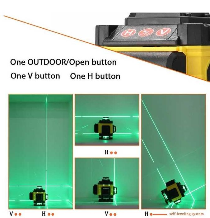 * NIVELA LASER 16 Linii 4D 360° Profesionala, 2 acumulatori, Model NOU