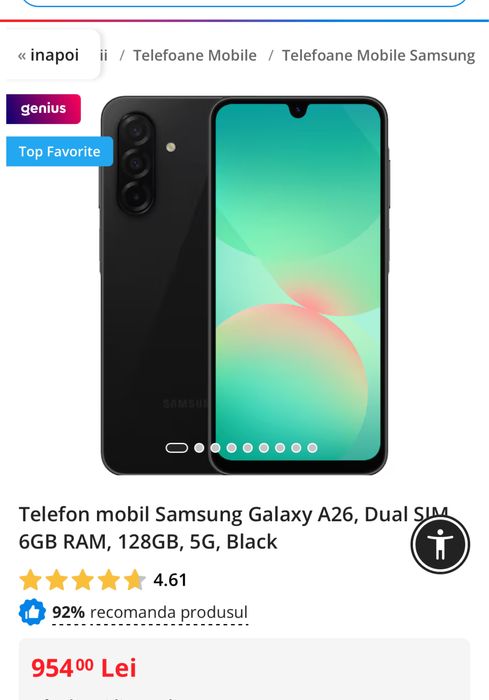 Samsung Galaxy A26 5G, 128gb, sigilat, incarcator, transport ZERO