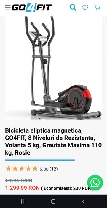 Vand Bicicleta Eliptica, in stare noua,achiziționata acum 3 luni