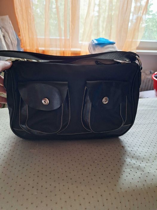 Poșetă pentru femei, din piele și textil