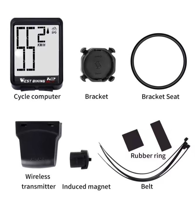 Kilometraj ciclocomputer bicicletă 12 funcții Wireless iluminat Ipx6