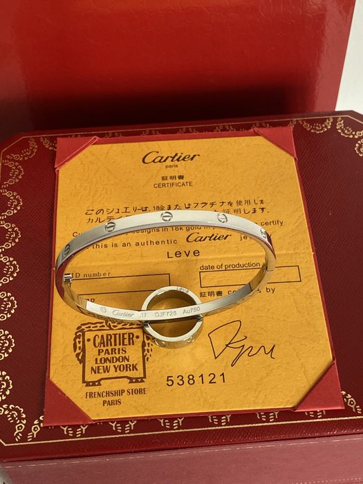 Brățară Cartier LOVE 17 White Gold 23K Slim