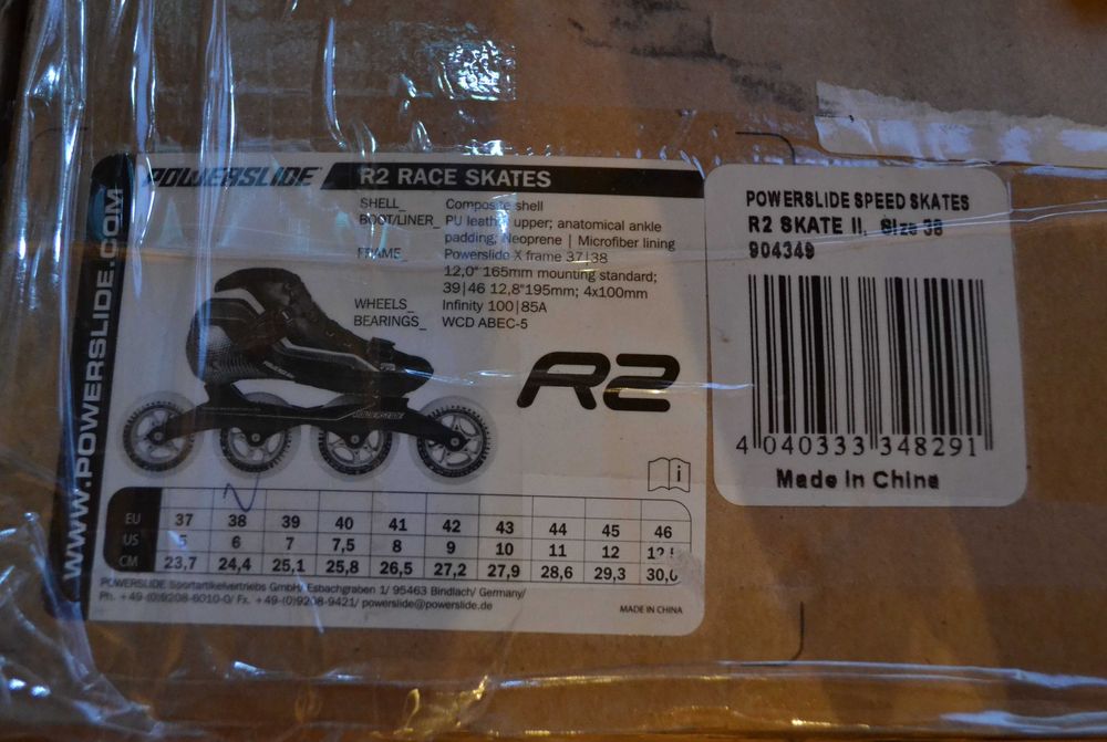Powerslide R2 Race Skates II, Size 38