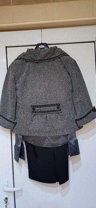 Разкошен СЕТ 3 Части-САКО с Камъни+ПОЛА Висока талия и Колан+РИЗА!НОВИ