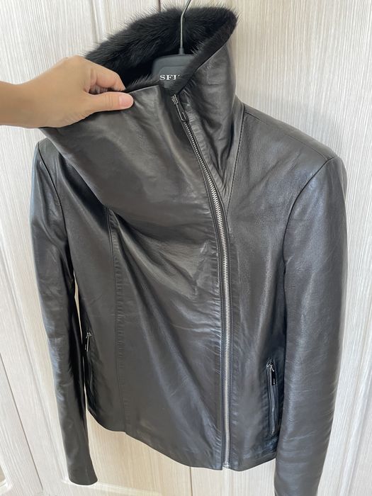 Кожаная куртка воротник норка