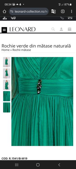 Rochie Leonard din mătase naturala verde