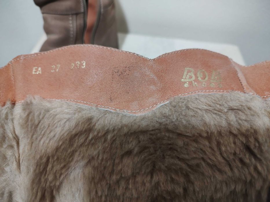 Cizme BOB piele intoarsa crem