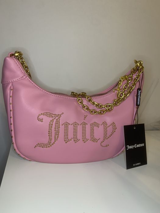 Juicy Couture Чисто Нова Дамска Чанта Розова със Златна Дръжка Верига