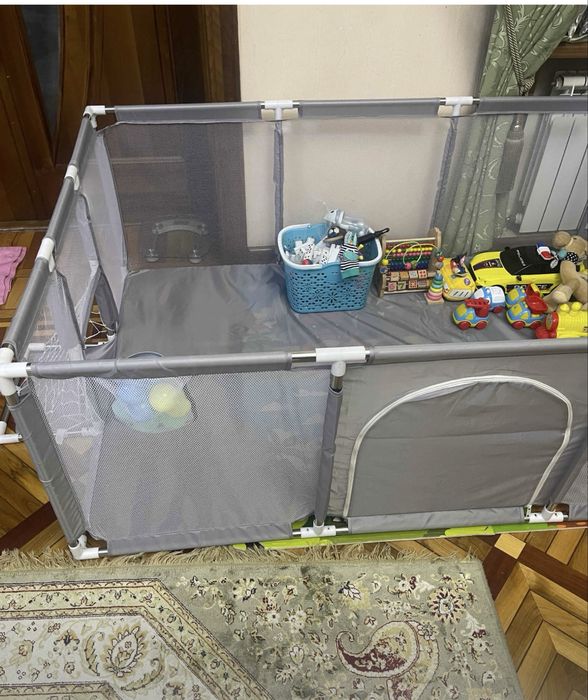 Детский манеж, игровая зона, с кольцом и воротами, с 30 шариками