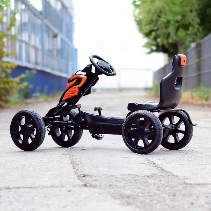 GO Kart cu pedale, 5-10 ani, Kinderauto Thunder, roti EVA