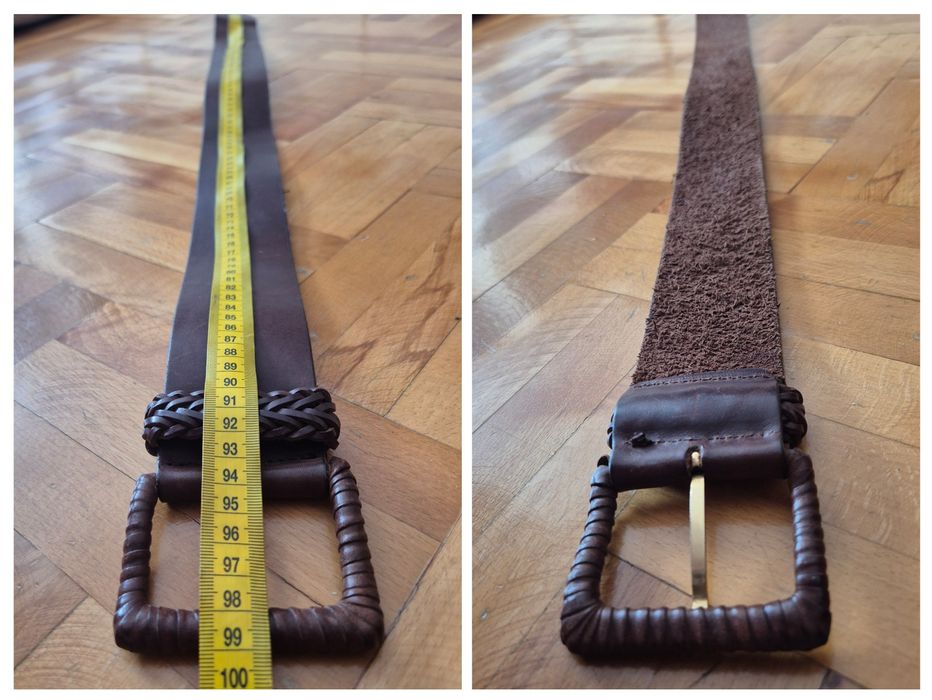 Curea Premium Lată, Piele Full Grain, Maro, Damă - 95