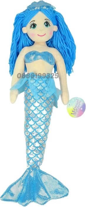 Голяма кукла Русалка, 80см Розова/синя , Голяма плюшена кукла Русалка