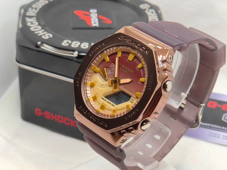 Ceas Sport Barbati Casio g shock GM 2100 Metal-Rubber, DIGI BRONZE Edition .Nou, Garantie 2 ani