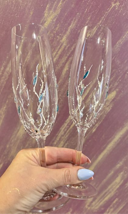 РАЗПРОДАЖБА!!! Рисувани сватбени ритуални чаши - 2бр