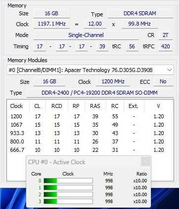 Ram 16Gb DDR4 2400 Apacer sodimm