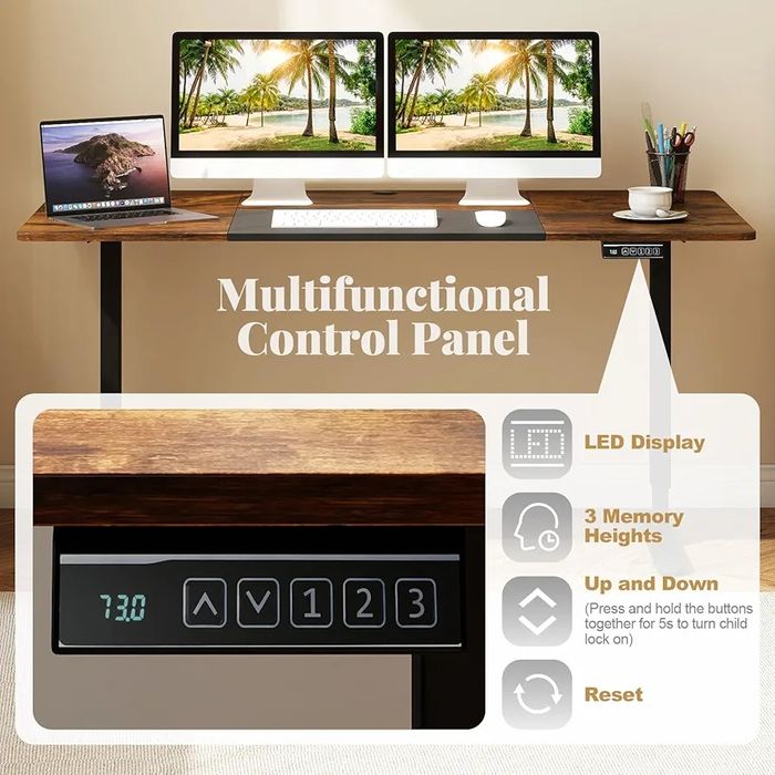 Промо Цена!Електрическо бюро с повдигащ се механизъм в индустриален ст