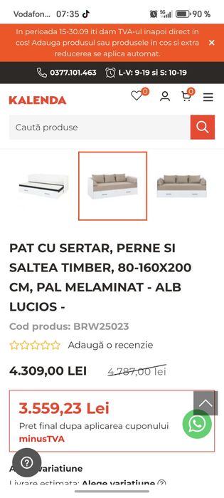 Pat extensibil 160/200 cu lada Indiana
