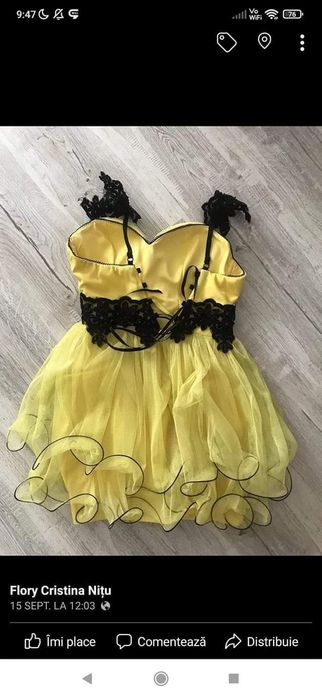 Rochie galbena corset purtata o singura data