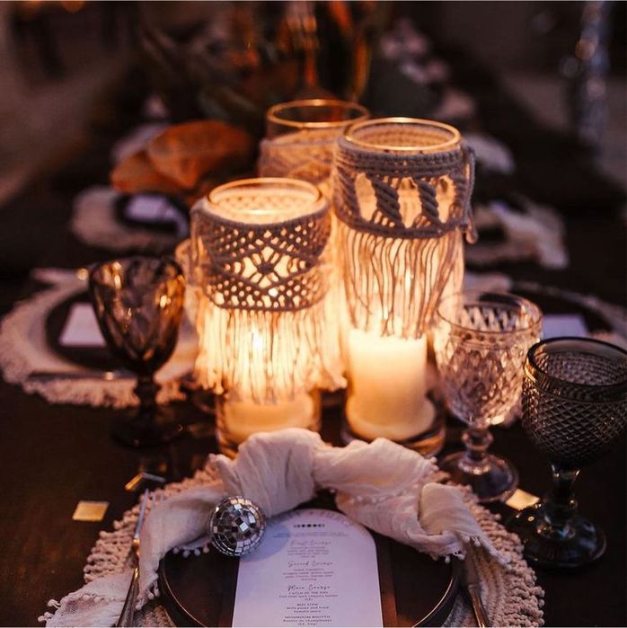 Плетени стъклени буркани / свещници / съхранение