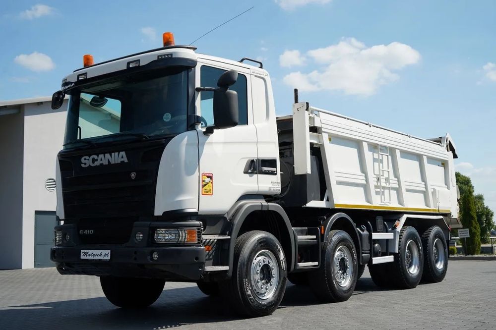 Scania G 410 / 8X4 / CAROSERIE BACĂ ASFALT / 2X CLAPETĂ HIDRAULICĂ / ACOPERIȘ HIDRAULIC / PENTRU PAVINGURI