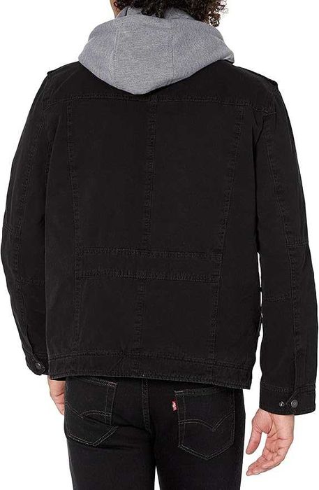 Levi's Men's Washed Cotton Hooded Military Jacket