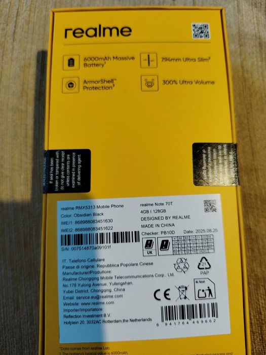 Продавам телефон REALME NOTE 70T в гаранция до05/01/2028 г.