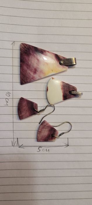 Комплект бижута от вулканичен камък със сребърен обков