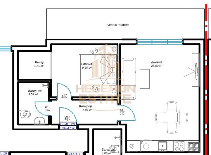 Продава се Двустаен апартамент в Варна, м-т Пчелина - 62 кв.м за 1299 €/кв.м - Снимка #1