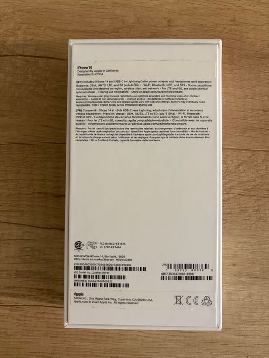 Apple iPhone 14, 128 GB, Starlight (бял) + протектори подарък